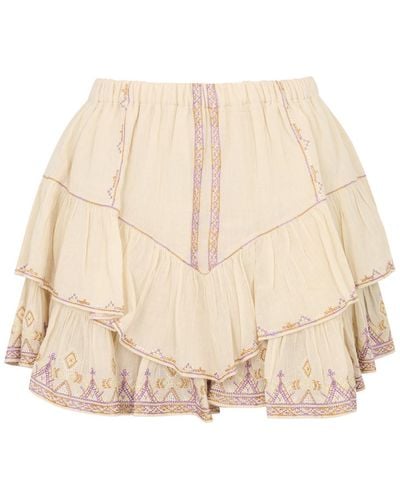 Isabel Marant Jocadia Embroidered Cotton Shorts - Natural