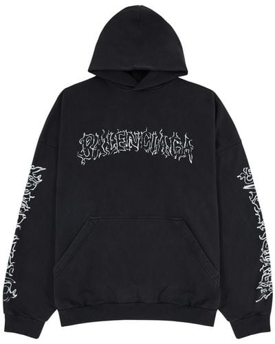 Balenciaga Diy Metal Hooded Cotton Sweatshirt - Black