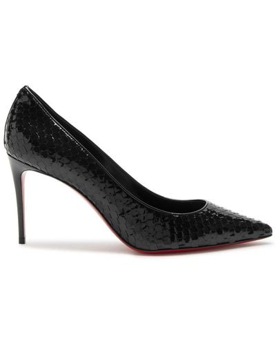 Christian Louboutin Kate 85 Python-Effect Leather Court Shoes - Black