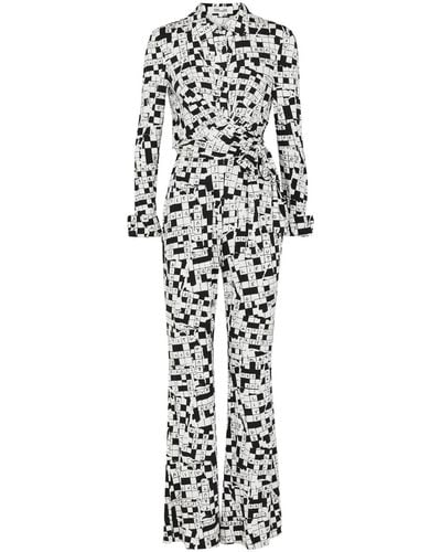 Diane von Furstenberg Michele Printed Stretch-Jersey Jumpsuit - White