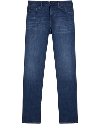 7 For All Mankind Luxe Performance+ Straight-Leg Jeans, Jeans, Mid-Blu - Blue