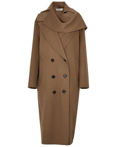 Rohe Layered Scarf-effect Wool Coat - Brown