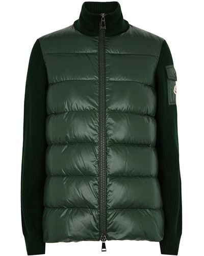 Moncler Quilted Shell And Wool Jacket, Dark, Jacket, Quilted - Green