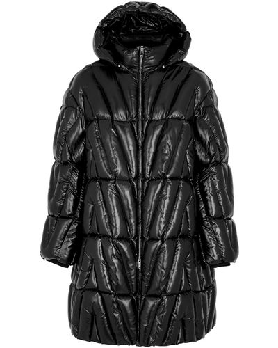 Valentino Black Quilted Glossed Shell Coat