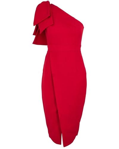 Lavish Alice Bow-embellished Midi Dress - Red