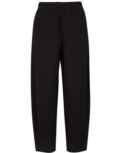 Eileen Fisher Tapered Stretch-cotton Trousers - Black