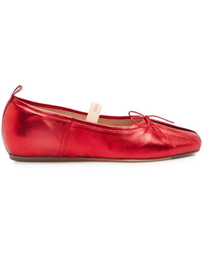 Simone Rocha Metallic Leather Ballet Flats - Red