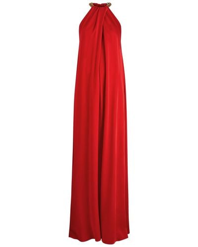 Stella McCartney Chain-Embellished Satin Gown - Red