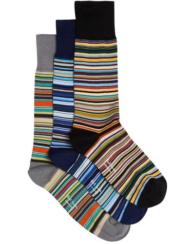 Paul Smith Striped Cotton-blend Socks - Blue