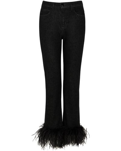 16Arlington 16arlington Feather-trimmed Slim-leg Jeans - Black