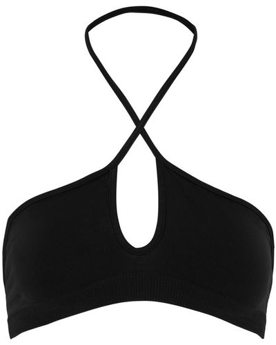 Palm Beach | Black Halter-Neck Bikini Top With Hardware-Detail