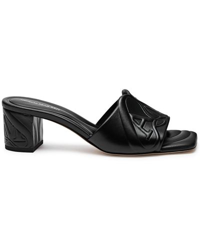 Alexander McQueen Seal 50 Leather Mules - Black