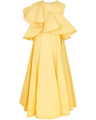 Palmer//Harding Serenity Ruffled Taffeta Midi Dress - Yellow