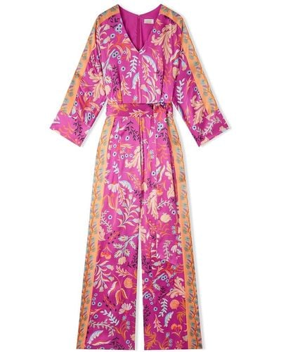 Jigsaw Silk Sunkissed Floral Jumpsuit - Pink