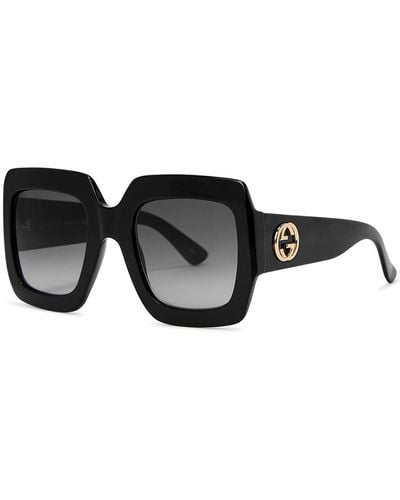 Gucci Oversized Square-Frame Sunglasses, Sunglasses - Black