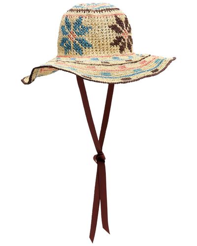 Sensi Studio Flores Geometricas Straw Sun Hat - White