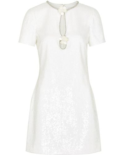Self-Portrait Embellished Sequin Mini Dress - White