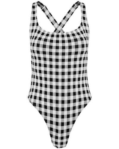 Leslie Amon Cindy Checked Swimsuit - White