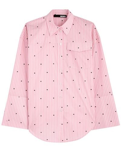 ROTATE SUNDAY Striped Logo Cotton Shirt - Pink