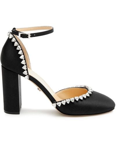 Mach & Mach Audrey 95 Embellished Satin Court Shoes - Black