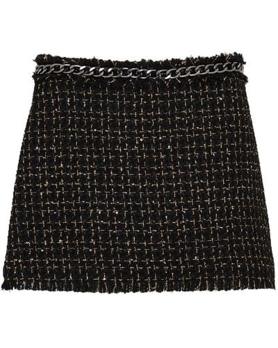 Alice + Olivia Olivia Chain-Embellished Tweed Mini Skirt - Black