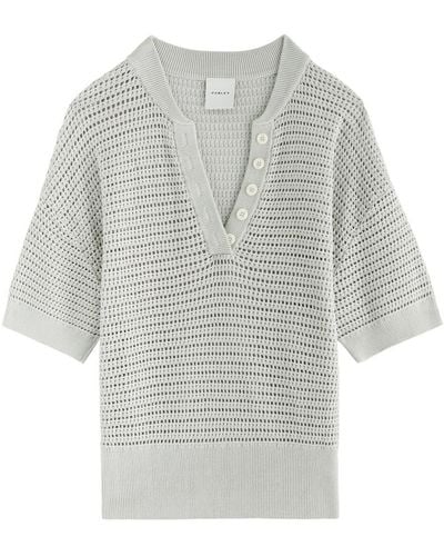 Varley Callie Open-Knit Cotton Top - Grey