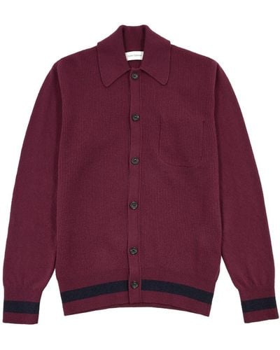 Oliver Spencer Britten Ribbed Wool Cardigan - Red