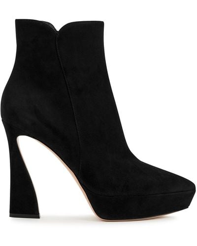 Gianvito Rossi Aura 125 Suede Platform Ankle Boots - Black