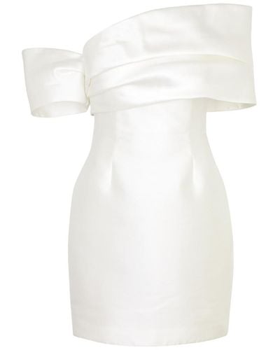 Solace London Edda Off-the-shoulder Satin Mini Dress - White
