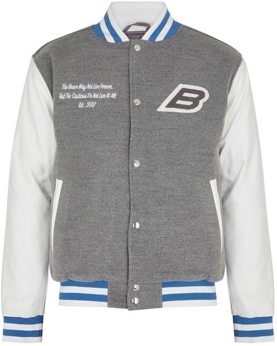 Benjart Logo Panelled Jersey Varsity Jacket - Grey
