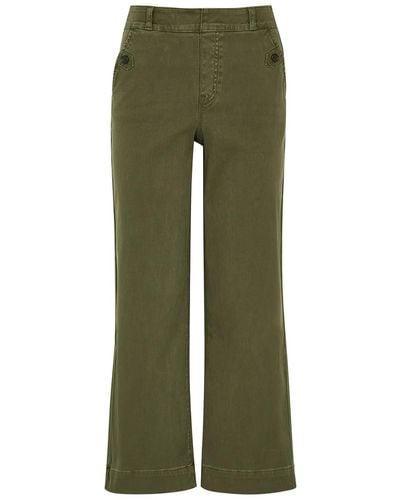 Spanx Stretch-Twill Wide-Leg Trousers - Green