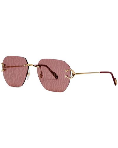 Cartier Signature C De Printed Rimless Sunglasses - Pink