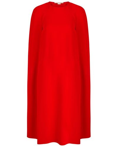 Stella McCartney Cape-Effect Stretch-Crepe Midi Dress - Red