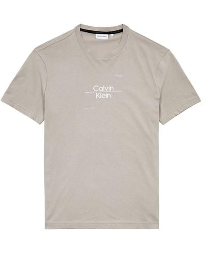Calvin Klein Optic Logo-Print Cotton T-Shirt - White