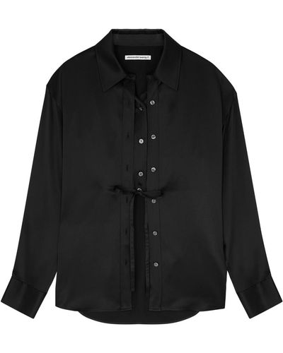 T By Alexander Wang Alexanderwang. T Layered Silk-satin Shirt - Black