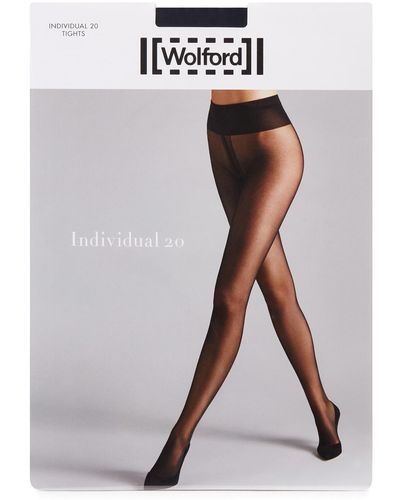 Wolford Individual Black Control-top 20 Denier Tights - White