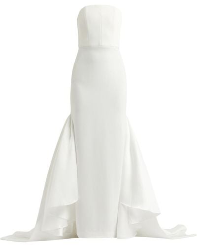 Solace London Jodie Strapless Crepe Gown - White