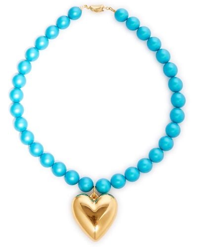 Timeless Pearly Heart Mother-of-pearl Beaded Necklace - Blue