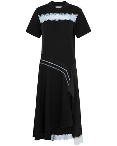 3.1 Phillip Lim Deconstructed Cotton T-shirt Midi Dress - Black