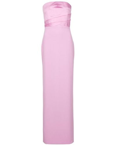 Solace London Afra Strapless Satin And Crepe Gown - Pink