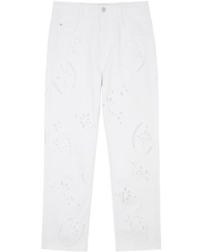 Isabel Marant Irina Eyelet-Embroidered Straight-Leg Jeans - White