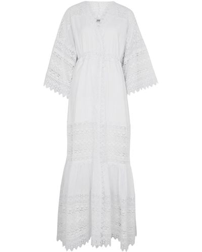 Charo Ruiz Margherita Lace-trimmed Cotton-blend Maxi Dress - White