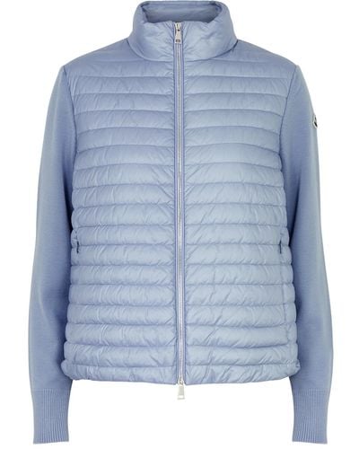 Moncler Quilted Shell And Wool Jacket - Blue
