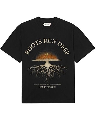 Honor The Gift Roots Run Deep Printed Cotton T-Shirt - Black