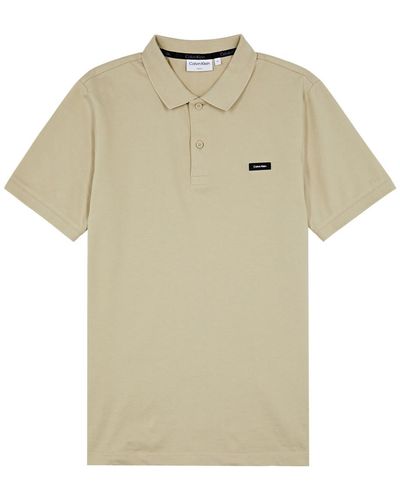 Calvin Klein Logo Piqué Stretch-cotton Polo Shirt - Natural