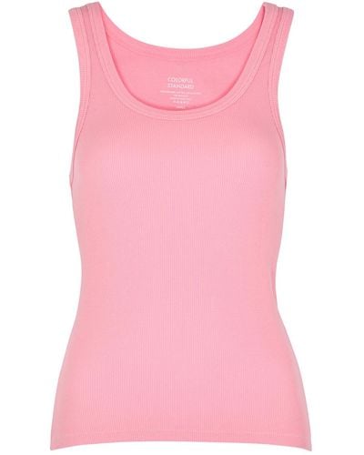 COLORFUL STANDARD Ribbed Stretch-Cotton Tank - Pink