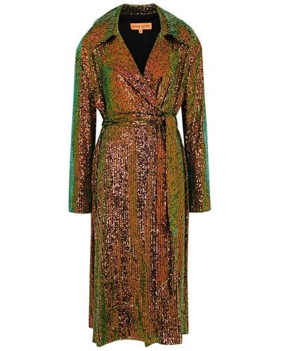 Stine Goya Paulos Sequin-embellished Trench Coat - Green