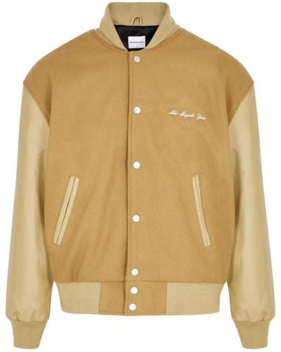 MKI Miyuki-Zoku Wool-blend And Leather Varsity Jacket - Natural