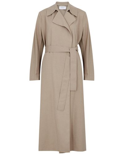 Harris Wharf London Belted Woven Trench Coat - Natural