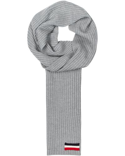 Moncler Ribbed-knit Wool Scarf, Scarf, Wool, Knitted, Ribbed - Grey